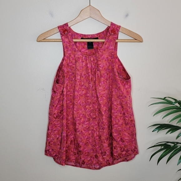 Marc by Marc Jacobs | Pink Orange Abstract Floral Tank Button Straps Size Small - Picture 5 of 5